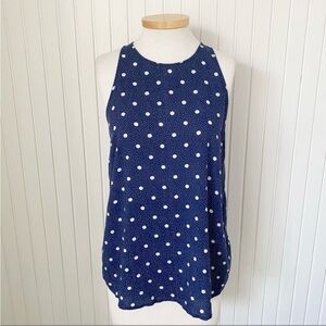 Old Navy Tank Top Blue White Polka Dot Flowing Lightweight Vacation Medium